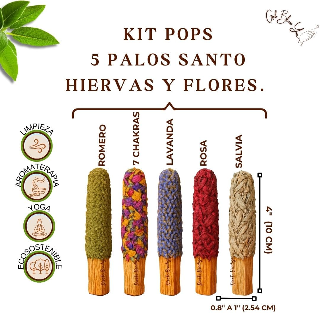 Kit Pops 5 Palos Santo Hierbas y Flores