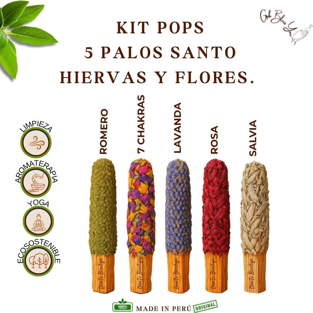 Kit Pops 5 Palos Santo Hierbas y Flores