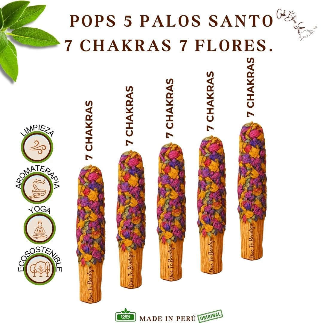 Kit Pops 5 Palos Santo 7 Chakras.