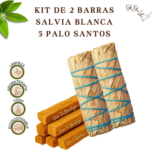 Kit de 2 Barras de Salvia Blanca + 5 Palos Santo